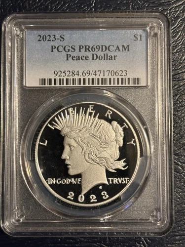 2023-S Peace Proof Silver Dollar;  PCGS PR69DCAM ~ Absolutely Beautiful Coin