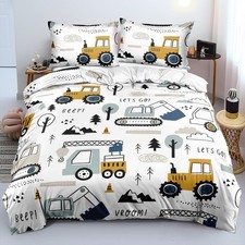 Construction Duvet Cover Twin Truck Comforter Cover Set with Tractor, Cars ...