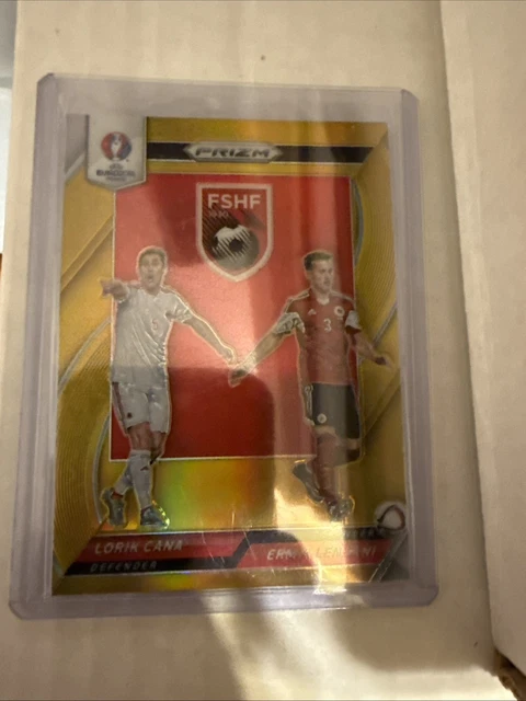 2016 Panini Prizm UEFA Euro Dual Albania Gold /10 Lorik Cana/ Ermir Lenjani