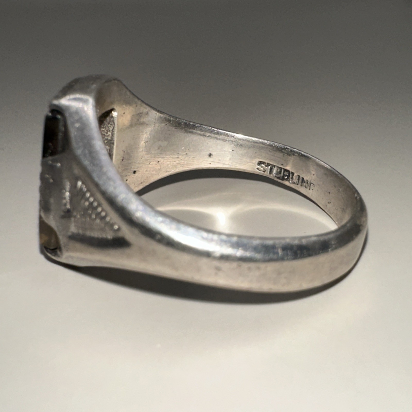 Rectangle Agate Sterling Silver Ring Size 13.5 (7… - image 3