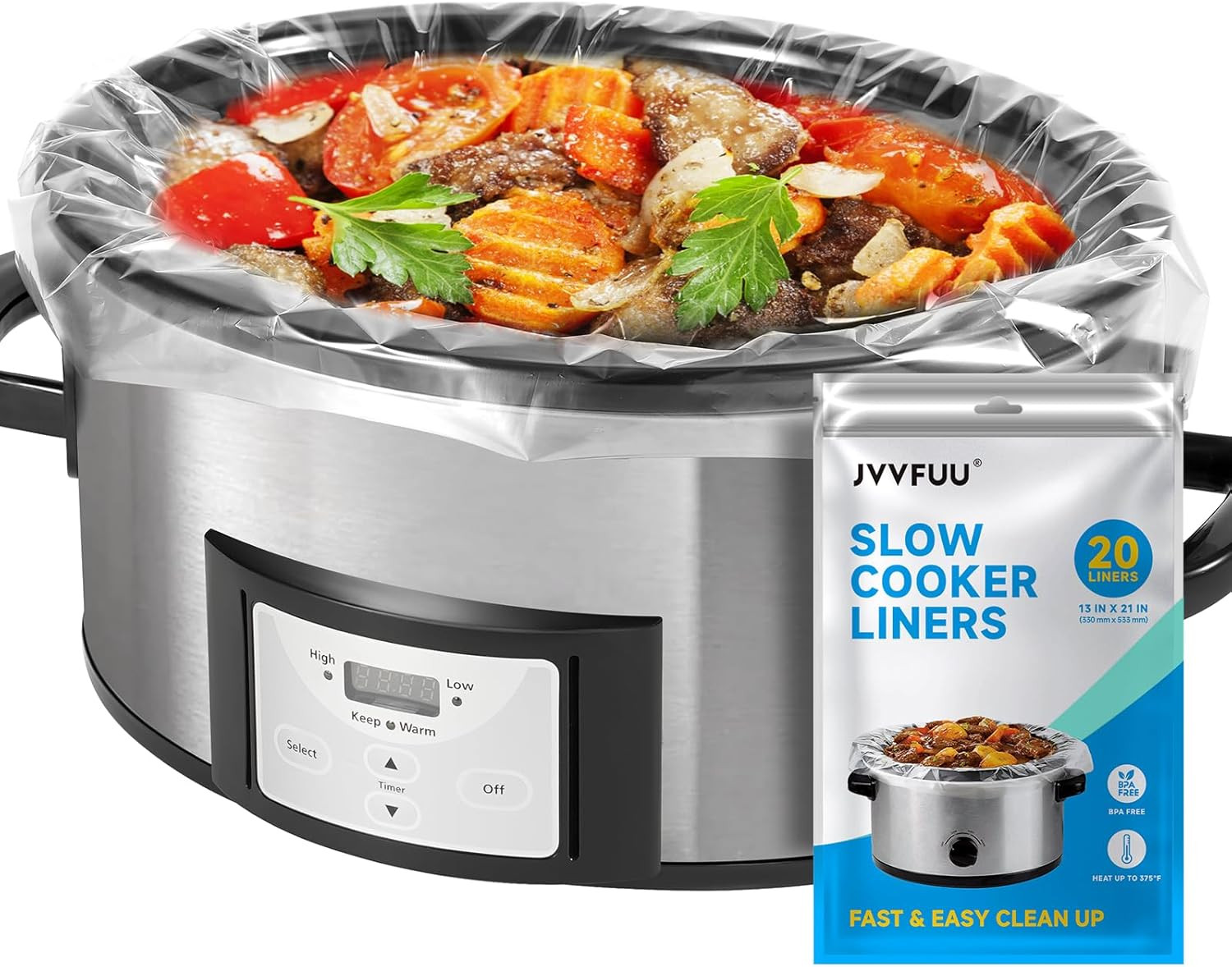 20 Disposable Slow Cooker Liners for 3-8 Quart Oval Cookers