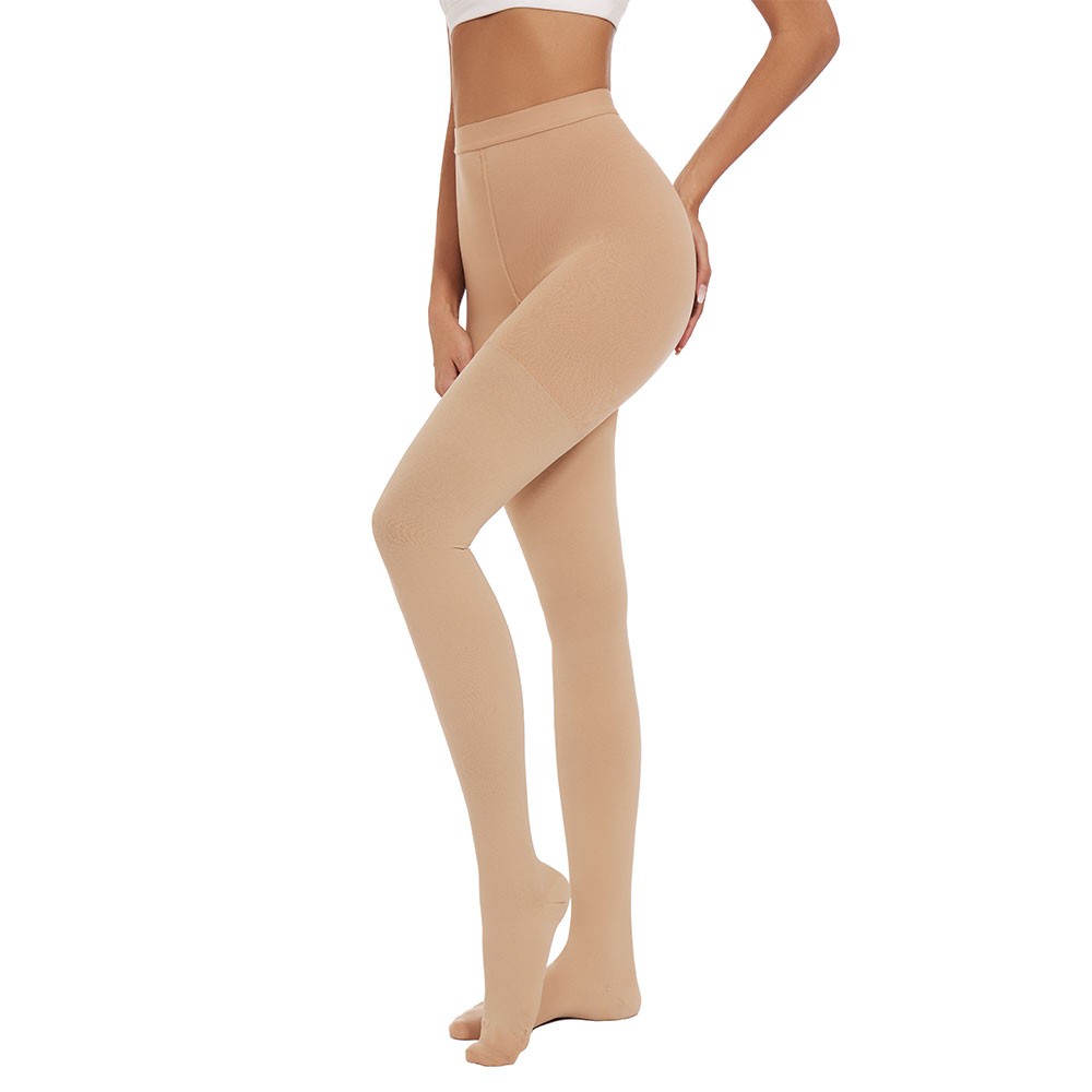 Medias panty de compresión 20-30 mmHg con soporte de alivio y puntera cerrada