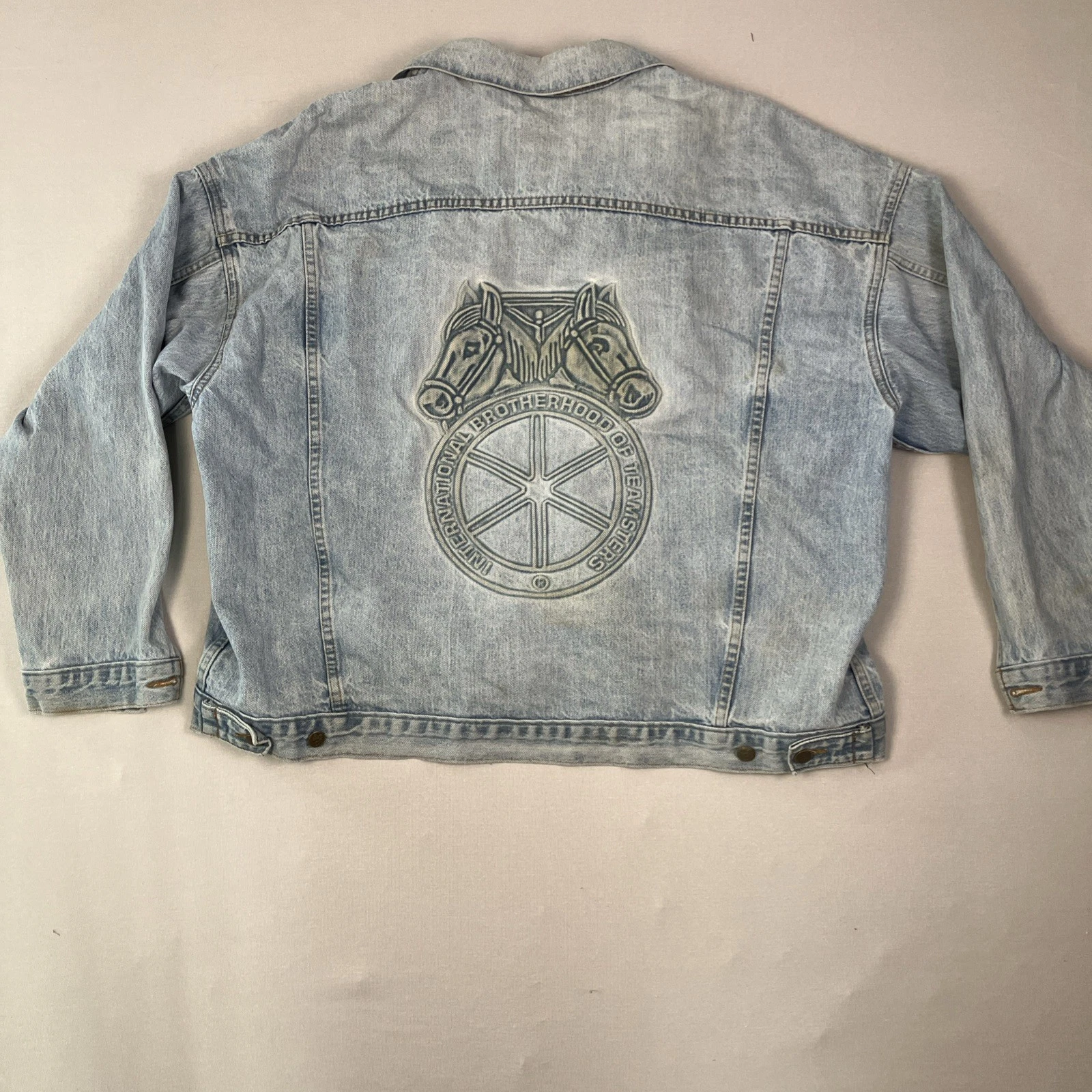 Vintage International Brotherhood Of Teamsters Denim Jacket 3-XL USA Made - product detail image 2