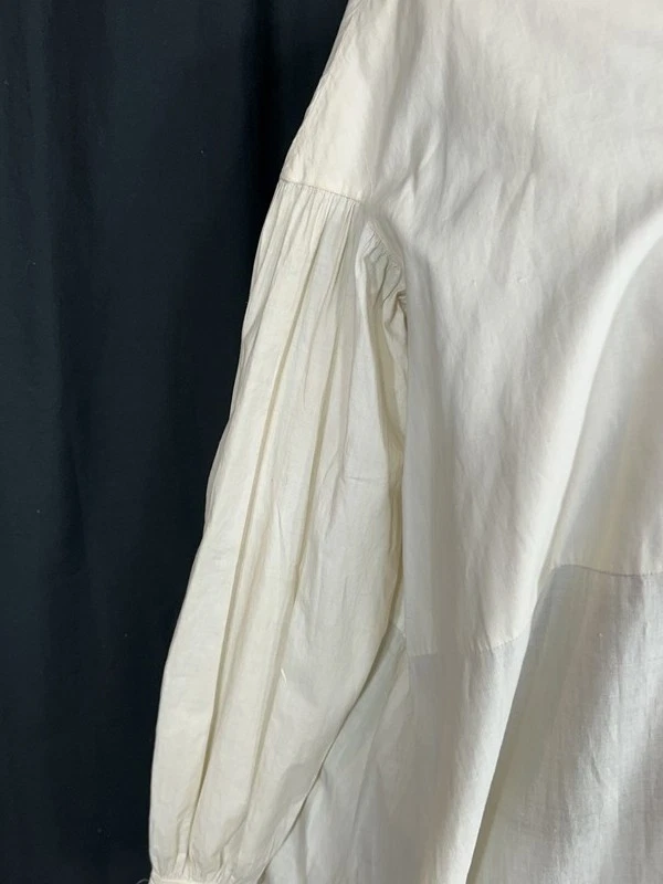 antique night gown robe /dressing drop shoulder button cotton early 1800 museum - Image 2 of 4