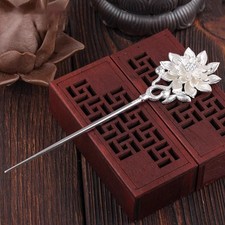 Silver Flower Hairpin Traditional Chinese Elegant Hanfu Qin Dynasty Hair Jewelry