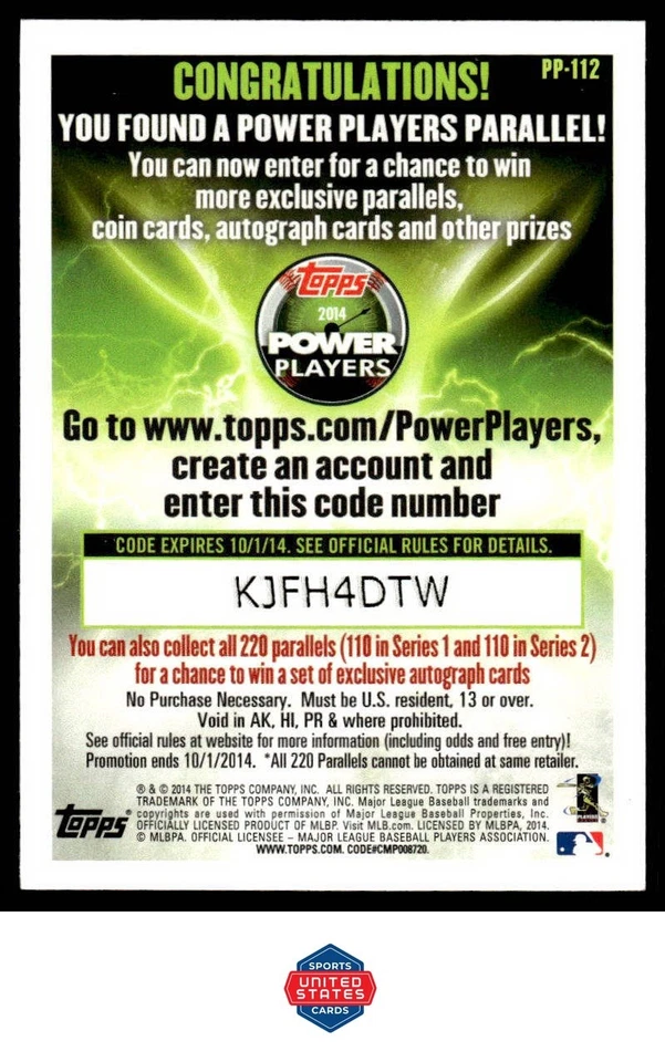 2014 Topps #489a David Price Sparkle on Glove - Image 2 of 2