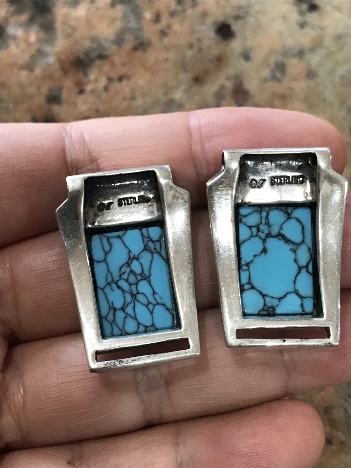 SOLID STERLING SILVER AND TURQUOISE EAGLE FEATHER… - image 3