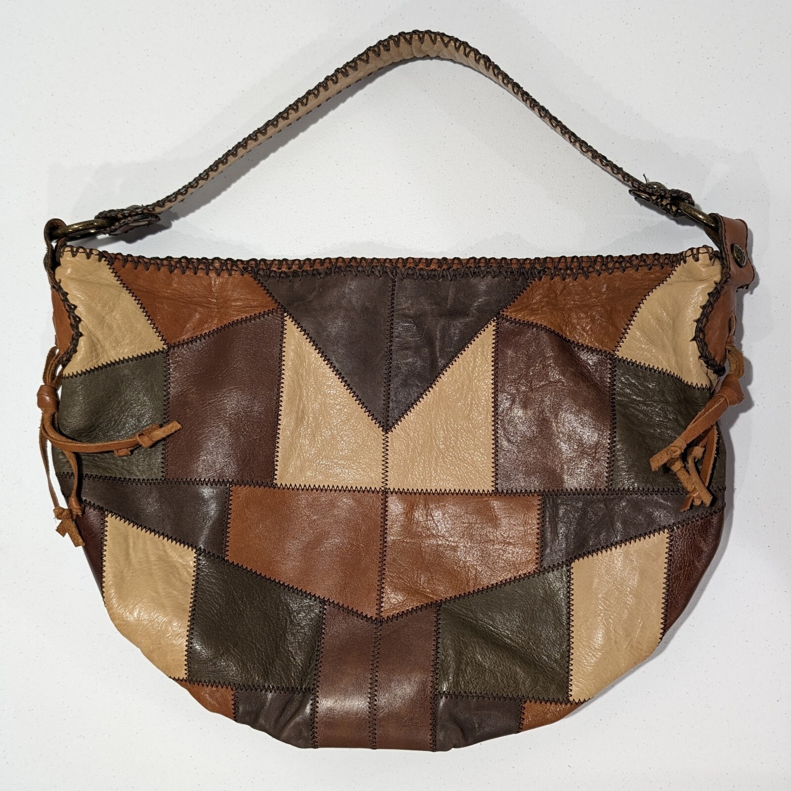 Patricia Nash Zig Zag Stitch Patchwork Shoulder B… - image 1