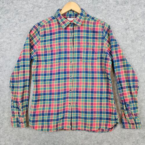 Woolrich Women's Blue/Red Plaid Flannel Shirt Size L 100% Cotton Outdoors Fall