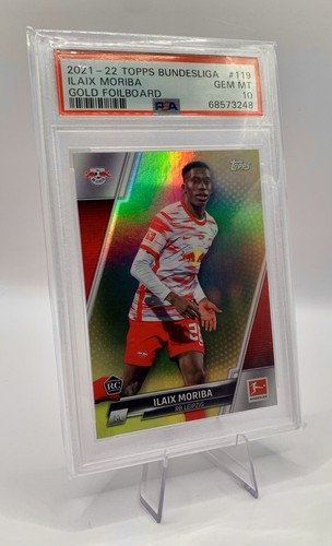 Iliax Moriba RC 2021-22 Topps Bundesliga Soccer Gold Card /50 PSA 10 RB Leipzig - Picture 8 of 19