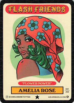 Amelia Rose Flower Power Tattoo Crocodile Jacksons Flash Friends Card LA Cali