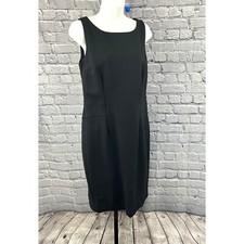 Ann Taylor Ponte Stretch Sleeveless Sheath Dress  Size 8 Solid Black Scoop Neck