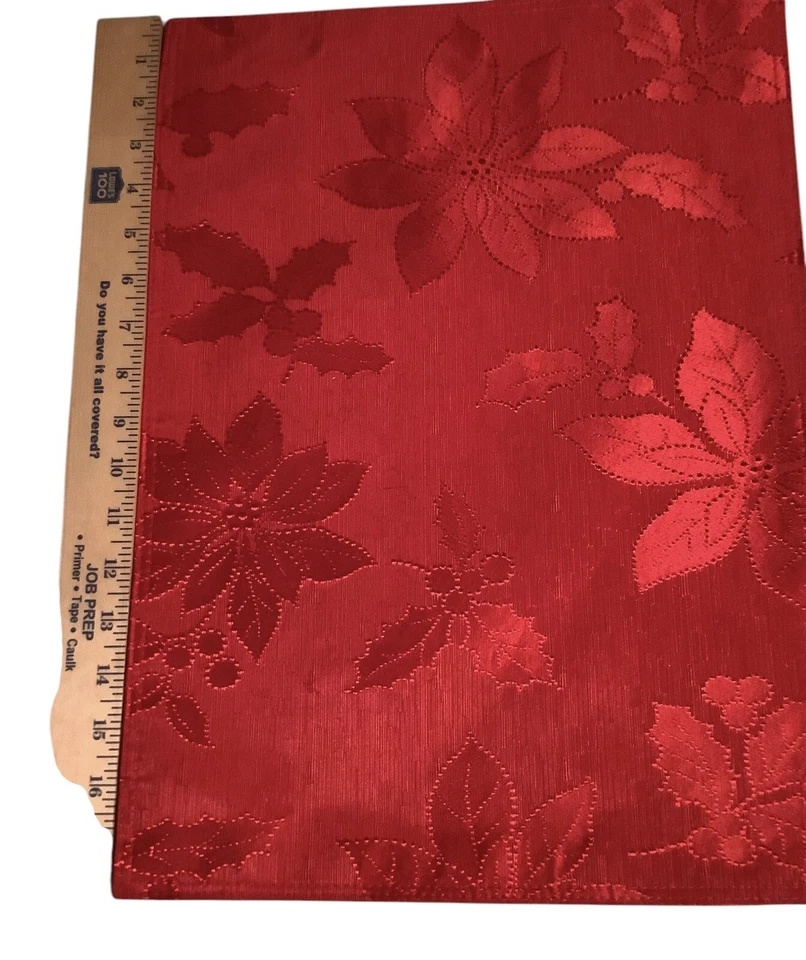 Benson Mills Christmas Red Fabric Placemats Poinsettia And Holly Set Of 2 New - Image 4 of 4