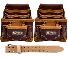 Professional Leather Tool Bag, Top-Grain Leather, Organizer, Protects Tools