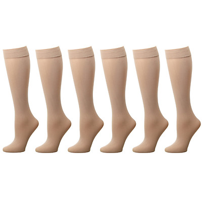 6-Pack Women Trouser Socks Stretchy Spandex Opaque Knee High Comfort Band 