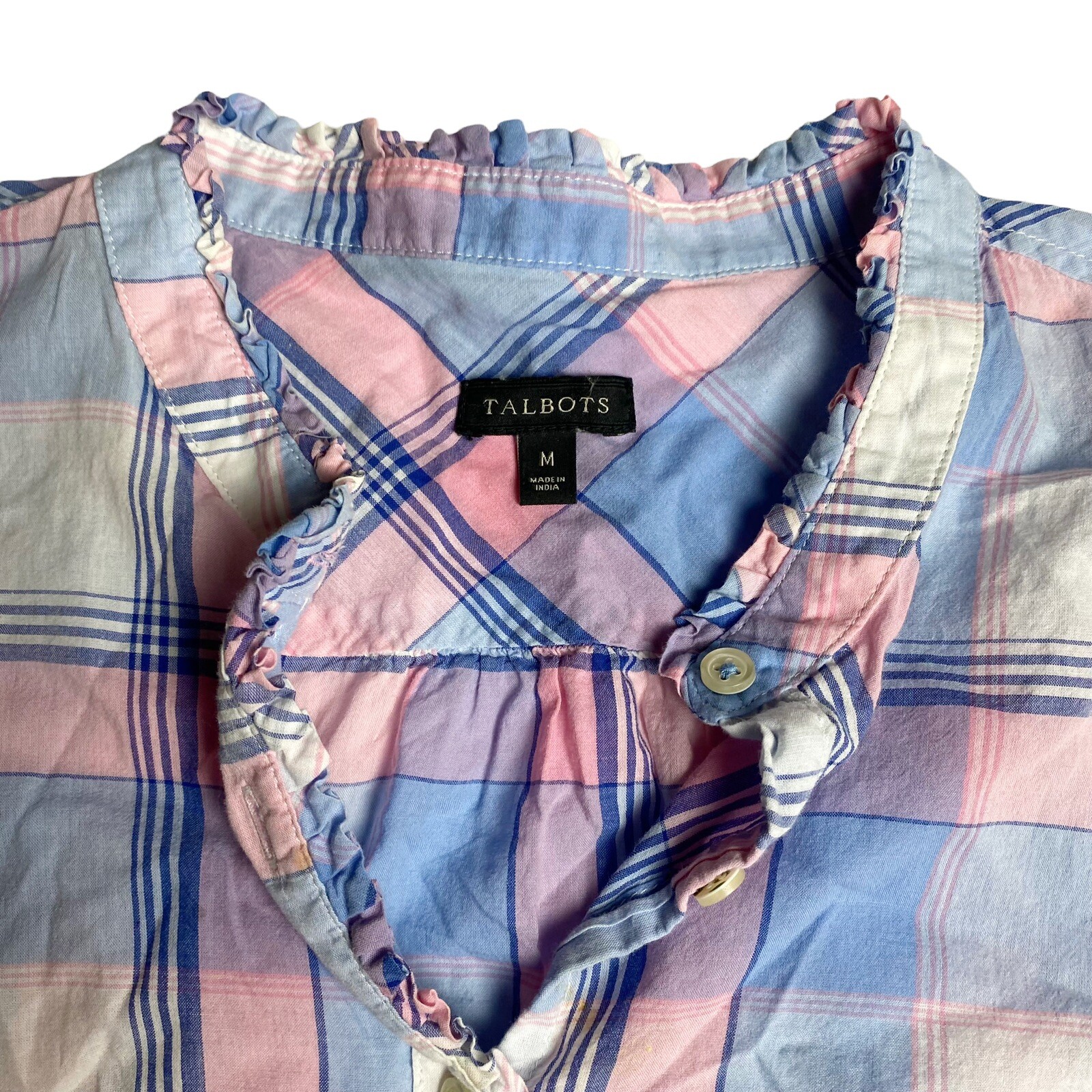 Talbots Plaid Ruffle Button Down Cottagecore Shir… - image 6