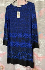 MICHAEL KORS Women’s Blue/Black Long Sleeve Dress Size S-NWT