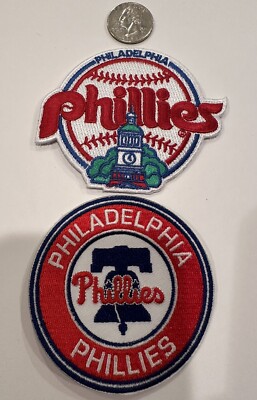 (2)-PHILADELPHIA PHILLIES Vintage Style Embroidered Iron On Patches BEAUTIFUL!