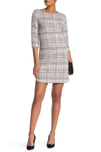 Max Studio Tweed Pattern Boatneck Shift 