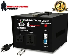 ROCKSTONE POWER 1000W Step Up/Down Voltage Converter Transformer 110V/220V