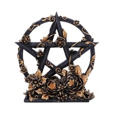 Nemesis Now Black & Gold Floral Pentagram Figurine/Ornament Pagan/Wiccan Goth