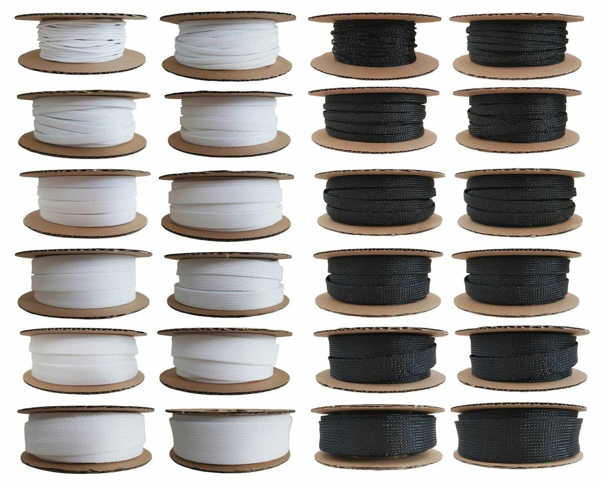 Netproshop Geflechtschlauch Schwarz 5 Meter - Für Kabelbündelung 12-25mm, In Praktischer Spenderbox