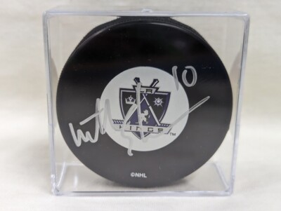 MATHIEU SCHNEIDER Wings Leafs Kings  NHL HOCKEY PUCK Signed AUTOGRAPHED + Case