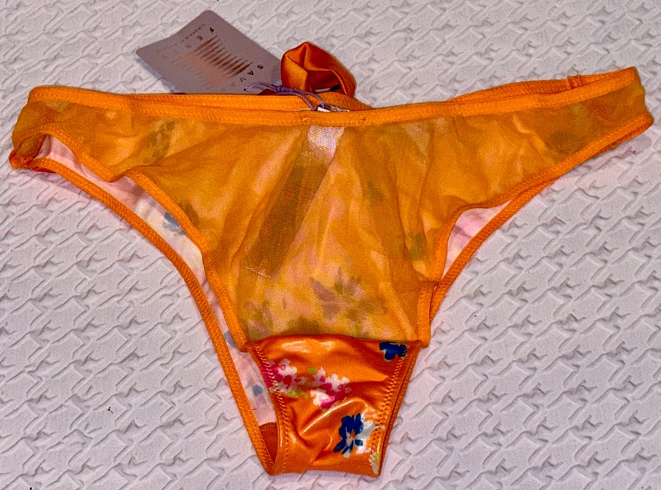 Braguita de bikini SAVAGE X FENTY Night Blooms naranja estampado floral pierna alta para mujer M Foto 4 de 4