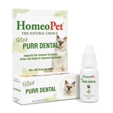 HomeoPet Feline Purr Dental Natural Cat Teeth Cleaner 15mL Safe Oral Care