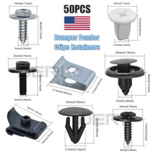 50X Retainer Clips Fasteners Push Pin Trim Screws Rivets Bumper Fender Mud Flaps