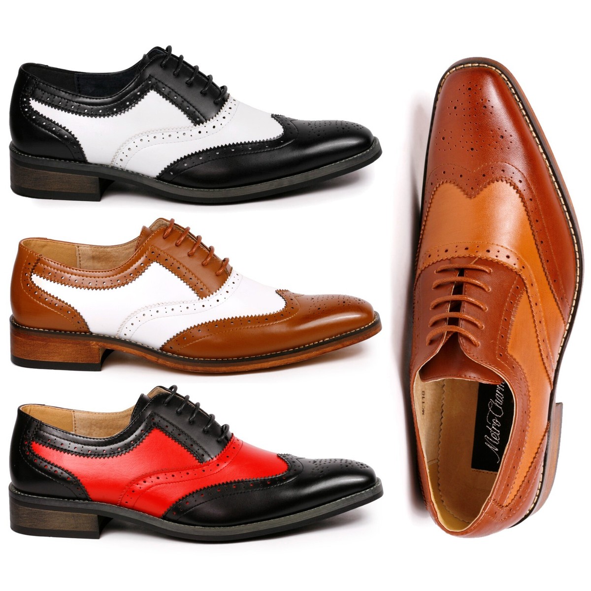 New Men Dress Shoes Wingtip Oxford 2-tone Leather Lined Lace Up Dress Tuxedo Tan Amazon.com | Mens Dress Shoes Oxford Lace Up Formal Business  main image 2