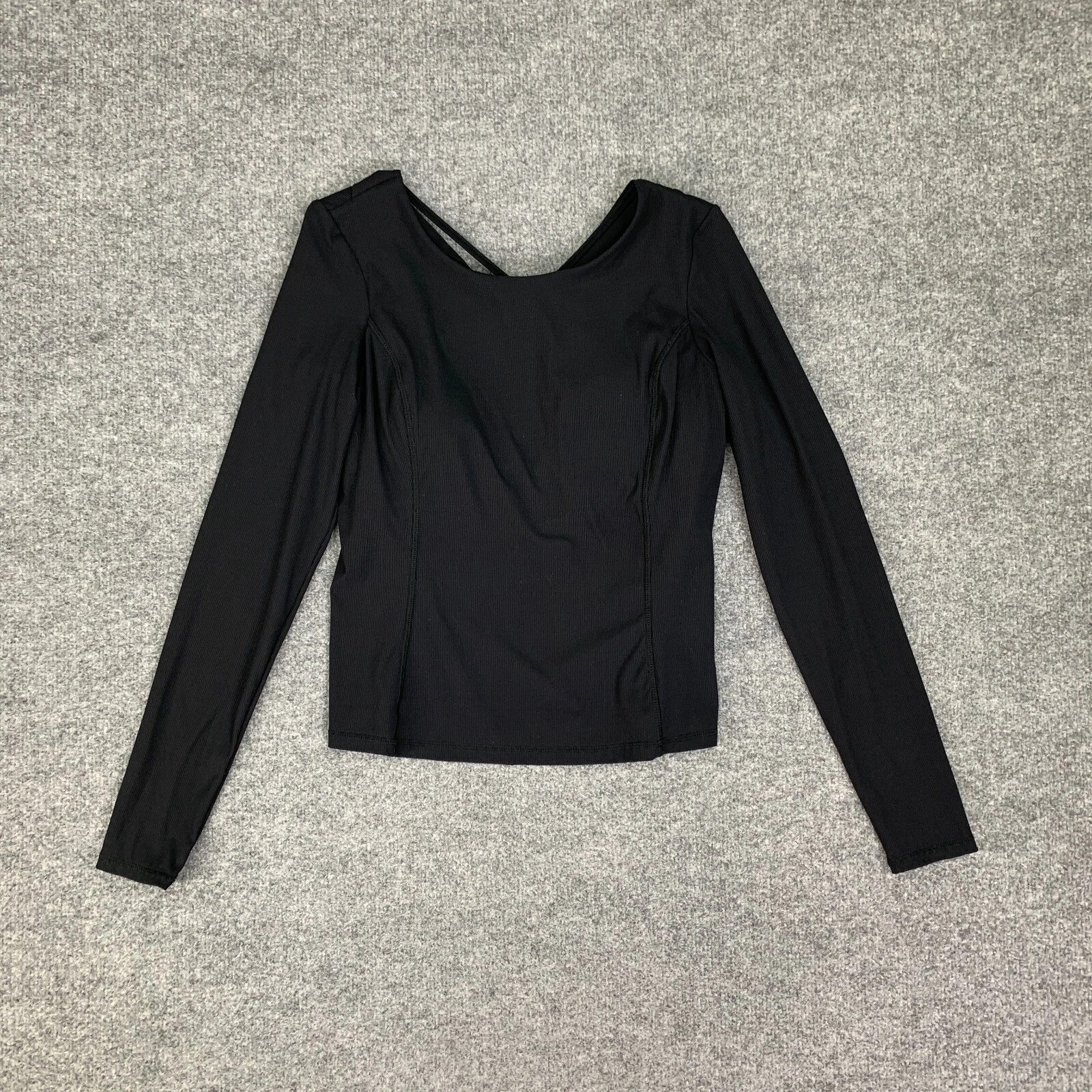 sweaty-betty ribbed strappy back long sleeve padded shirt