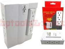 6-OUTLET SWIVEL WALL TAP SIDE SOCKET SURGE PROTECTOR 1000 JOULES HOME OFFICE ETL