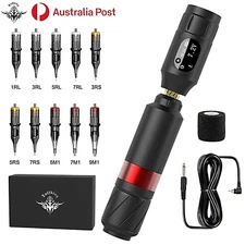 Tuffking Tattoo Machine Kit Wireless Motor Rotary Pen Gun Needle Battery Set AU