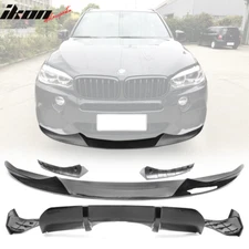Fits 14-18 BMW F15 X5 M Sport Front Bumper Lip & Rear Diffuser Gloss Black - PP