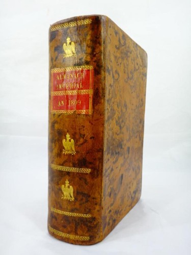 Reliure-a-l-aiglon-ALMANACH-IMPERIAL-1809-TESTU-Goth-Noblesse-Militaria-Marine