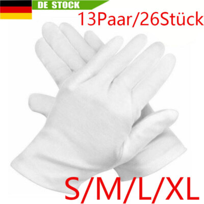 26 Teilige Weiße Baumwollhandschuhe Stoffhandschuhe Bequem und Atmungsaktiv DE