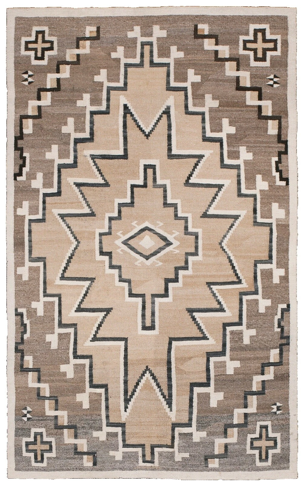 Blanco Geométrico 100% Lana Alfombras y Tapetes antiguos