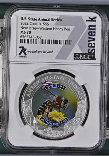 7K Metals U.S.State Animals Series MS70 New Jersey Western Honey Bee NGC 2022