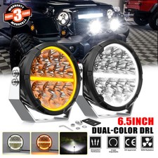 Pair 7 Round Spot Flood Led Offroad Driving Lights Pods Wdrl Atv Utv 4wd Suv