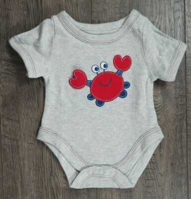 Baby Boy Clothes Garanimals Preemie Gray Crab Bodysuit