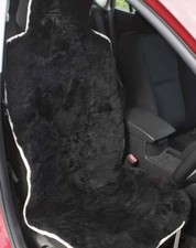Black Sheepskin Car Seat Cover Quilted Padded Backing Universal Fitment