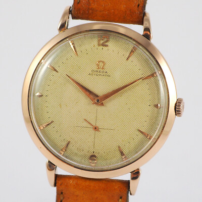 OMEGA Vintage Herren Armbanduhr 18ct Rotgold Wabenzifferblatt