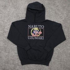 Naruto Sweater Boys Medium Black Solid Graphic Anime Uzumaki Hoodie Sweatshirt