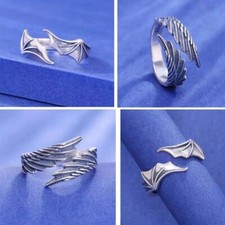 Engelsflügel Sterling Silber Ring - Verstellbarer Offener Finger & Zehenring Für Frauen
