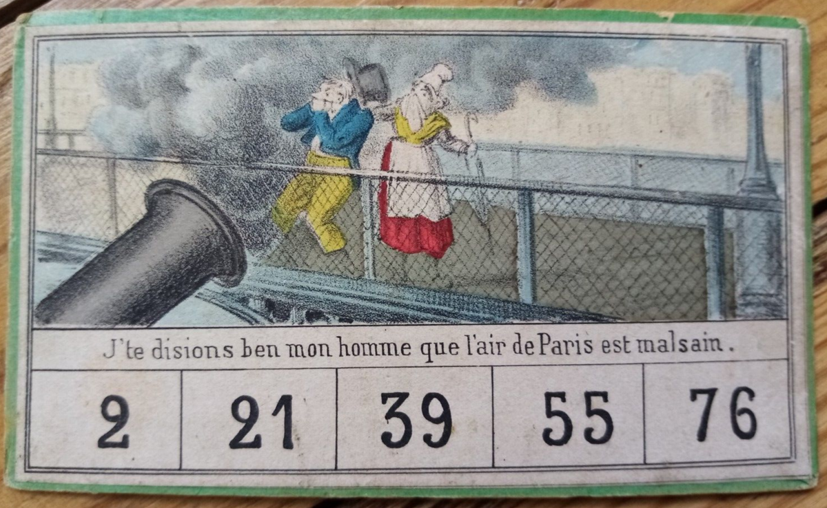 C. 1880 - TRES RARES CARTONS DE JEU ANCIEN LOTO COMIQUE