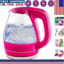 Elegant Pink Electric Kettle 1.5L Borosilicate Glass - Fast Boil & Auto Shut Off
