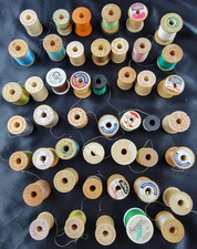 Vintage Sewing Thread Lot Wood Spools Coats  Clark's Talon Green Oak Belding