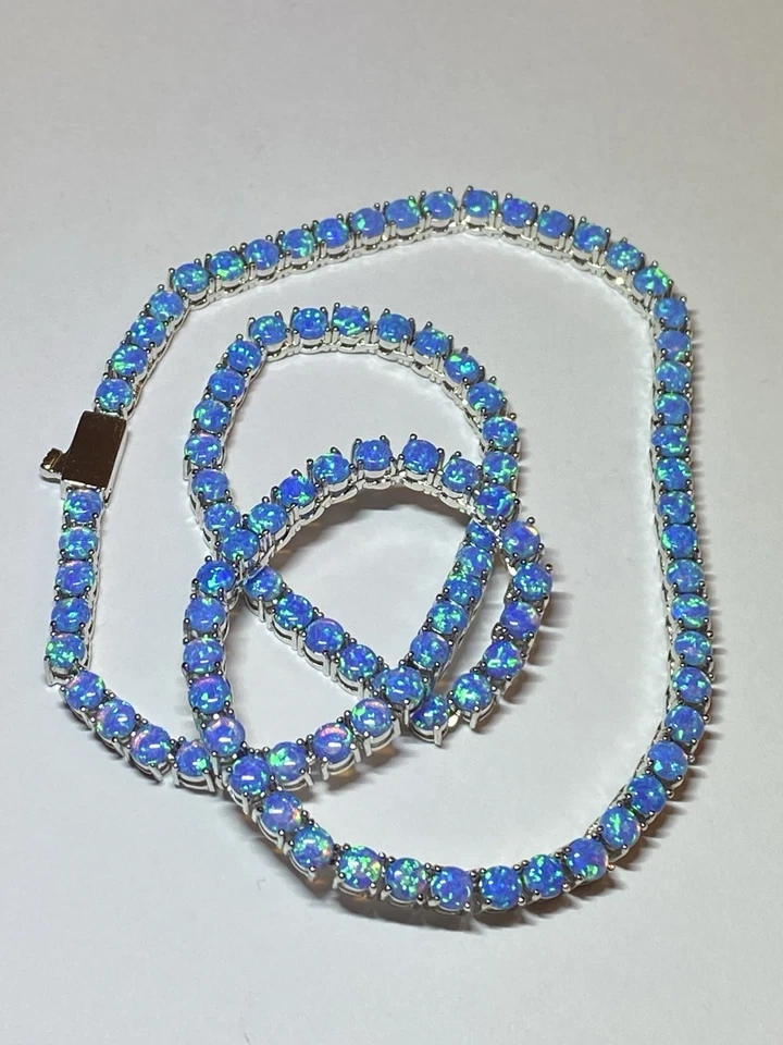 Melinda Maria Blue Opal Tennis Necklace - Image 4 of 4