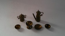 Vintage Miniature Dollhouse Six Piece Set of Brass Kitchenware